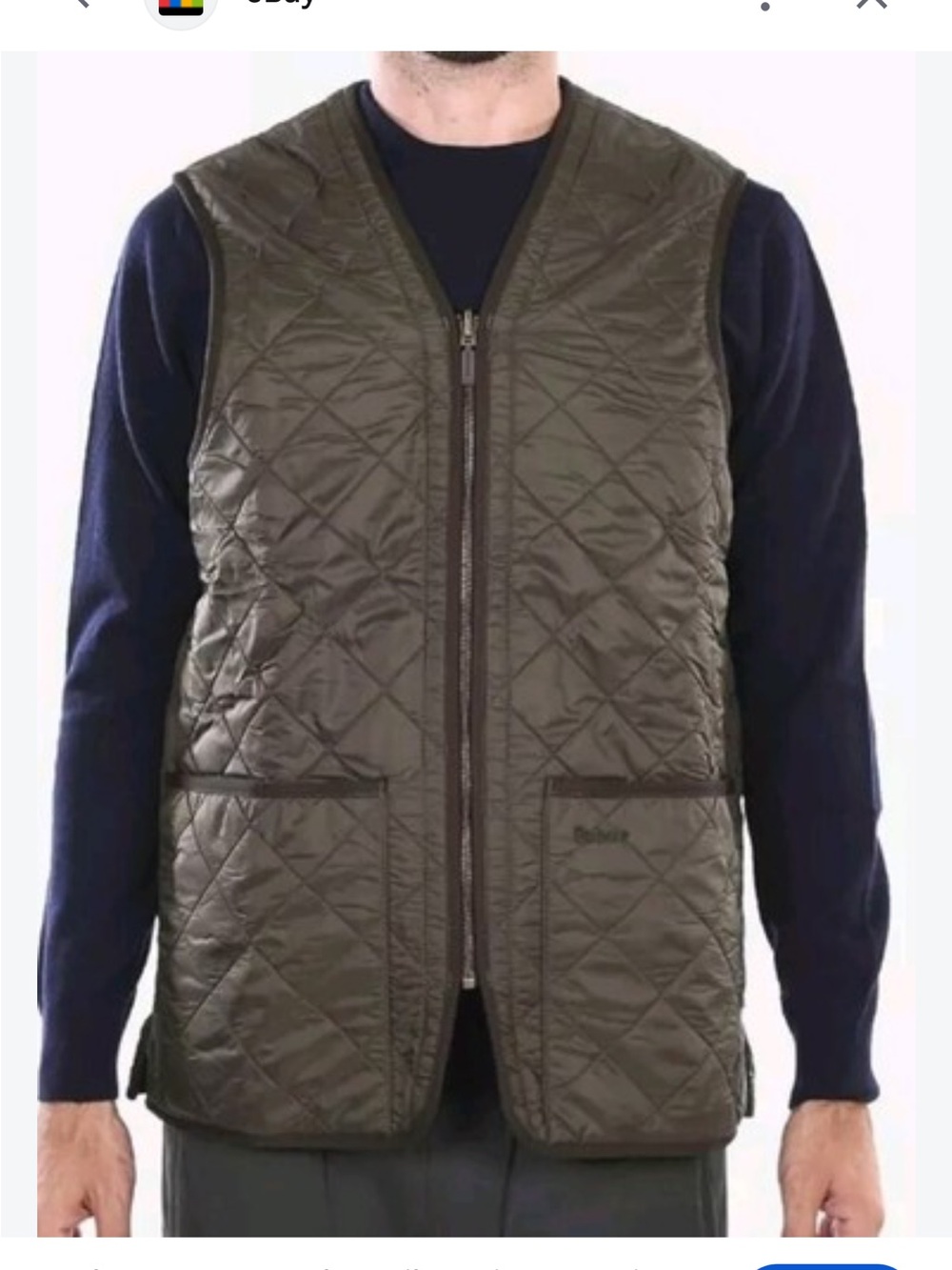 Barbour Men's Olive Quilted Waistcoat Vest XL